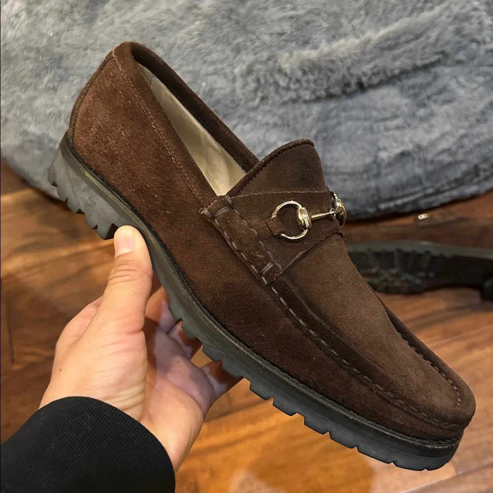 Gucci Women's Brown Suede Loafers - Picture 4 of 16